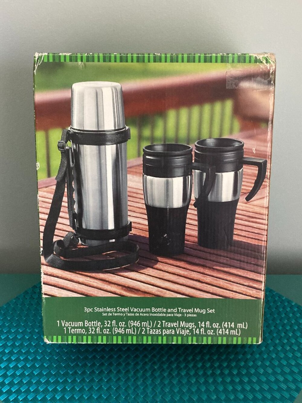 New Stainless Steel Vacuum Thermos Bottle and Travel Mug Set - Hot & Cold